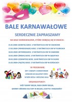 ZAPROSZENIE NA BALE KARNAWAŁOWE 2020