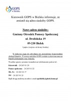 Komunikat Kierownika GOPS w Bielsku