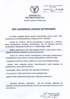 Apel głównego lekarza weterynarii