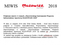 Podpisane umowy w ramach „Mazowieckiego Instrumentu Wsparcia Infrastruktury Sportowej MAZOWSZE 2018”