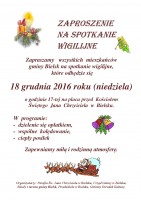 Zaproszenie na spotkanie Wigilijne