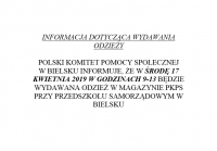 Informacja dotycząca wydawania odzieży