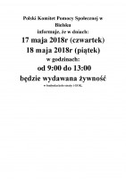 Informacja dotycząca wydawania żywności