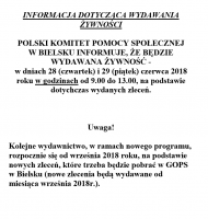 Informacja dotycząca wydawania żywności