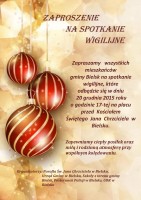 Zaproszenie na spotkanie Wigilijne